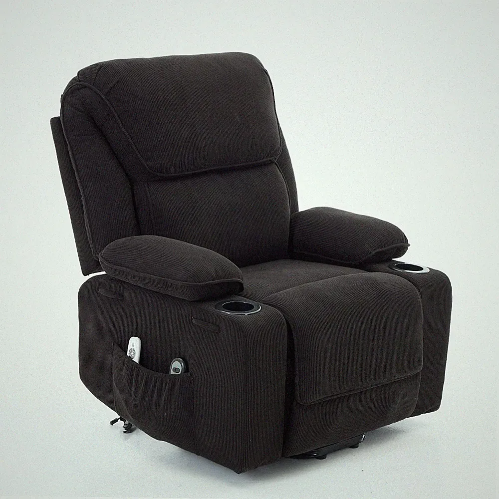 Black Remote-Controlled Heating and Massage Assistive Recliner For Seniors