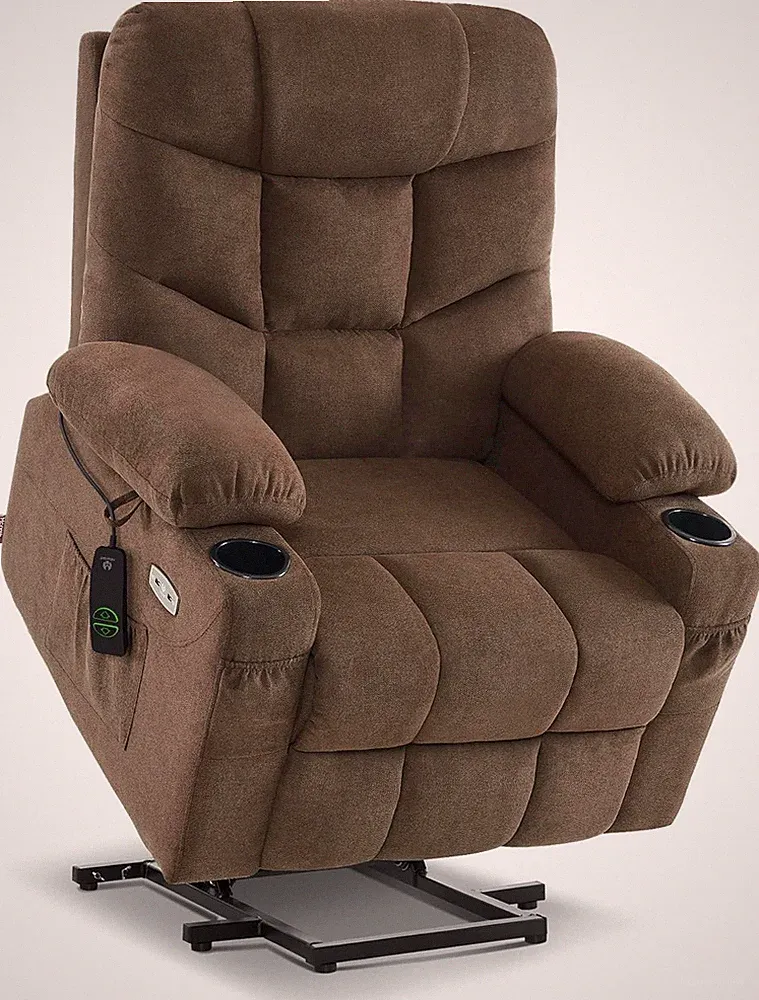 Comfort Power Lift Recliner Chair with Extended Footrest for Seniors - Brown