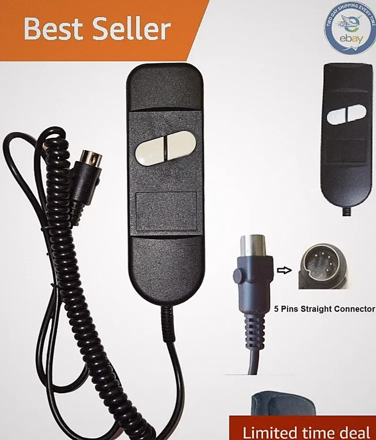 Compact 2-Button Lift Chair Control - Black Plastic Hand Remote for Mobility Aid