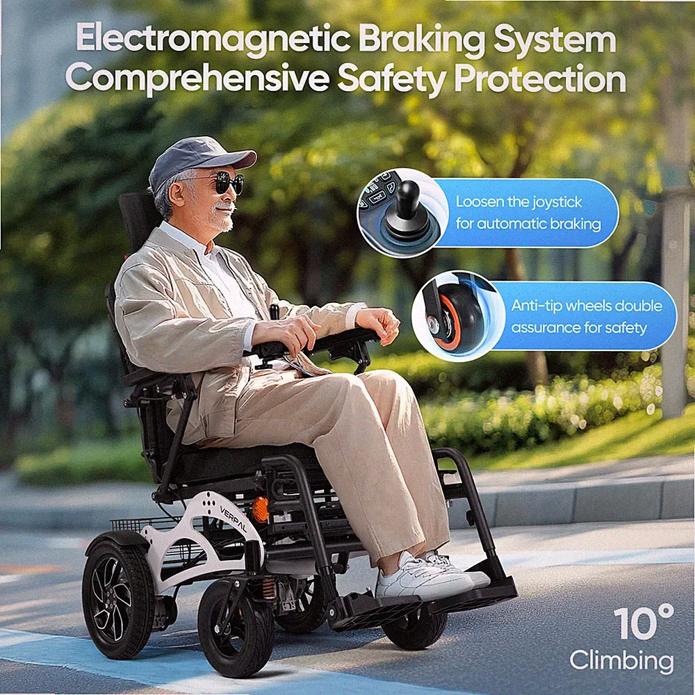 Foldable Electric Wheelchairs Automatic Reclining W/ 2 PCS Batteries For Airline