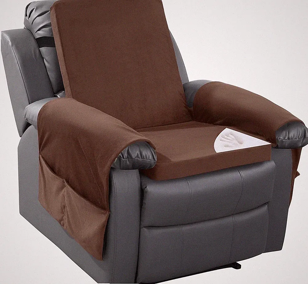 HOMBYS Recliner Chair Cushion for Elderly with Lumbar 20"x20"x2", Brown