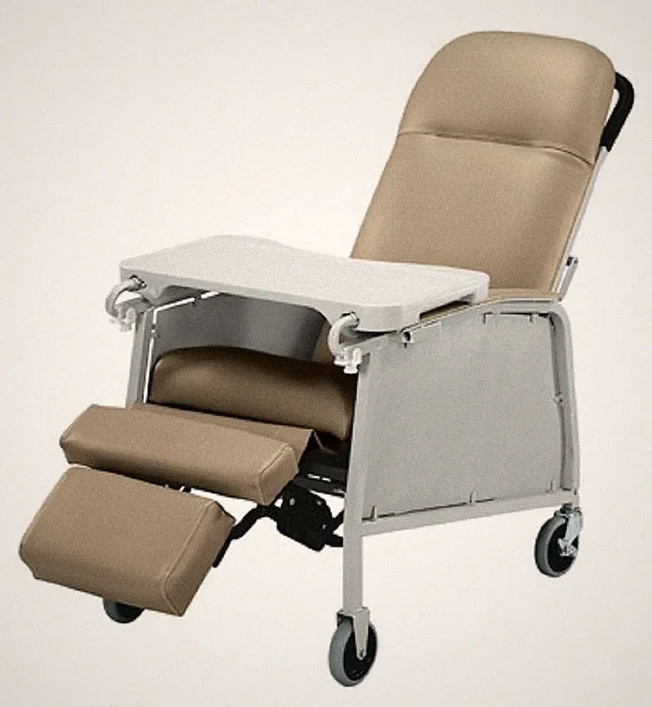Lumex 3-Position Medical Recliner, Reclining Geri Chair with Wheels, Warm Taupe