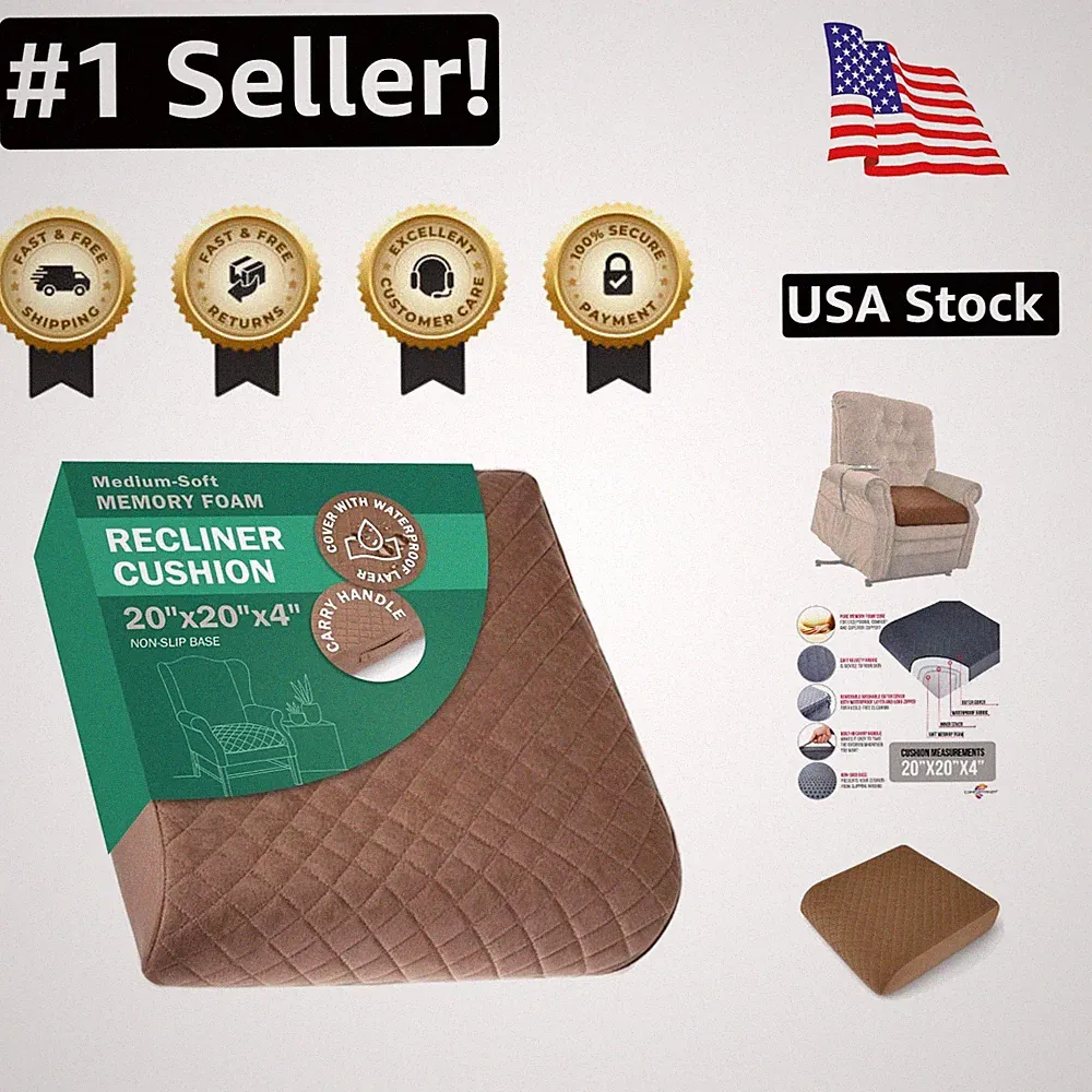 Medium-Soft Memory Foam Seat Cushion with Non-Slip Base - 20x20x4 for Seniors