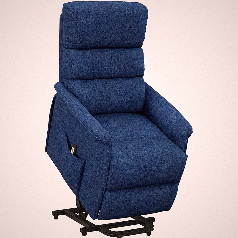 Power Lift Chair for Seniors Fabric Lift Chair w/ Side Pockets Remote Dark Blue