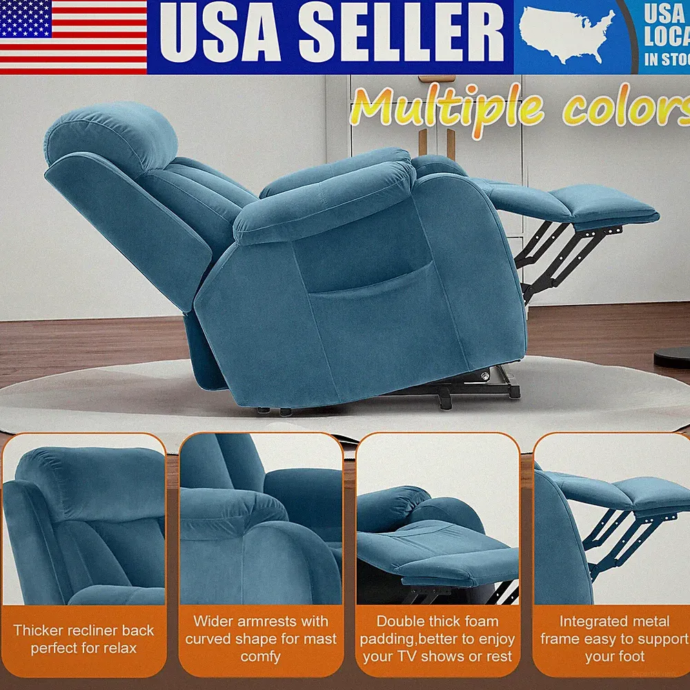 Power Lift Recliner Chair Electric Sofa Fabric for Elderly Senior Remote Control