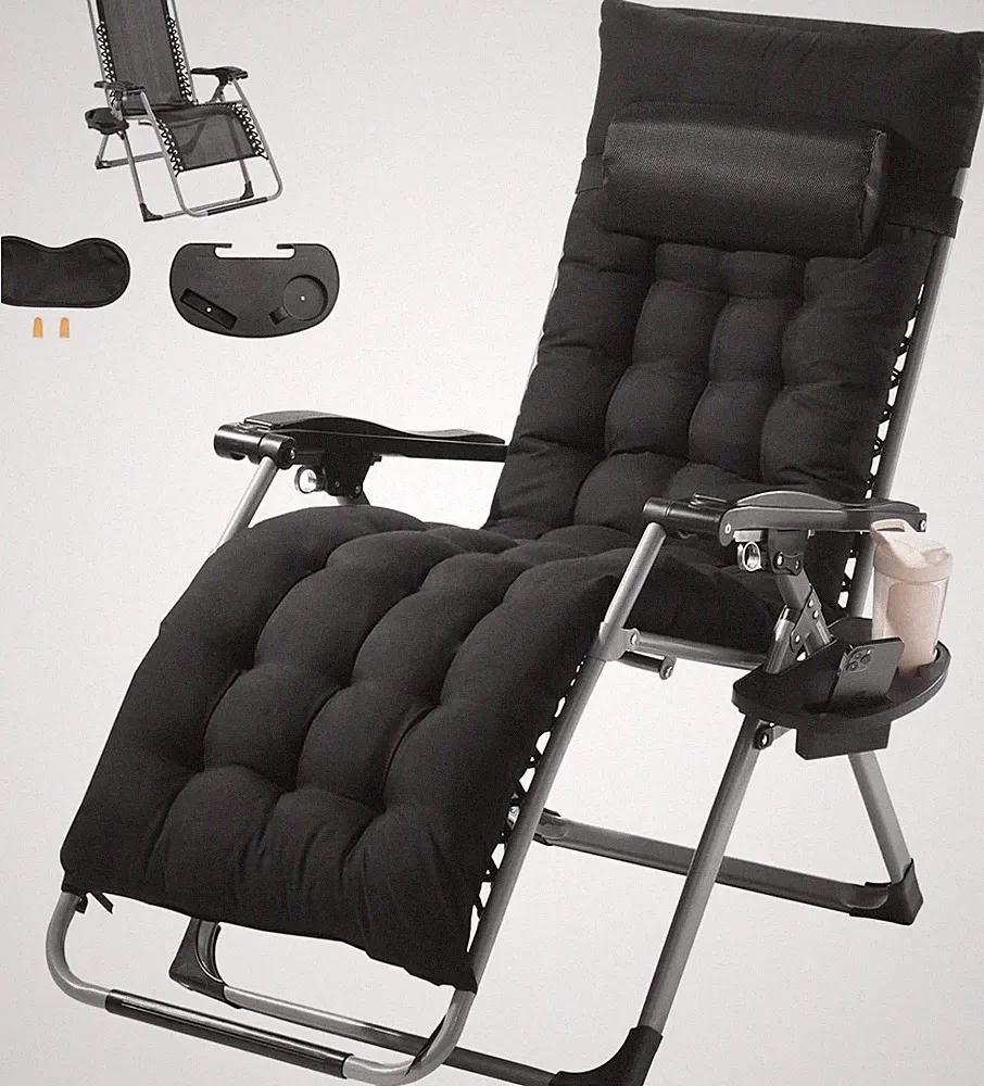 Zero Gravity Recliner Chair with Cushion, Headrest, Footrest, 500 Lbs, Black